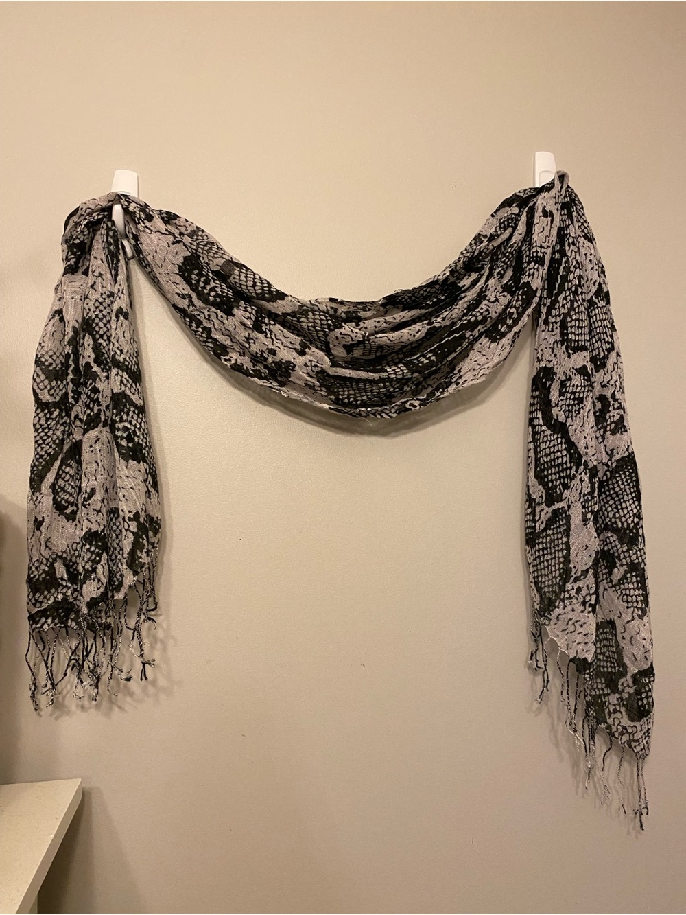 Black & White Snake Print Scarf Wrap